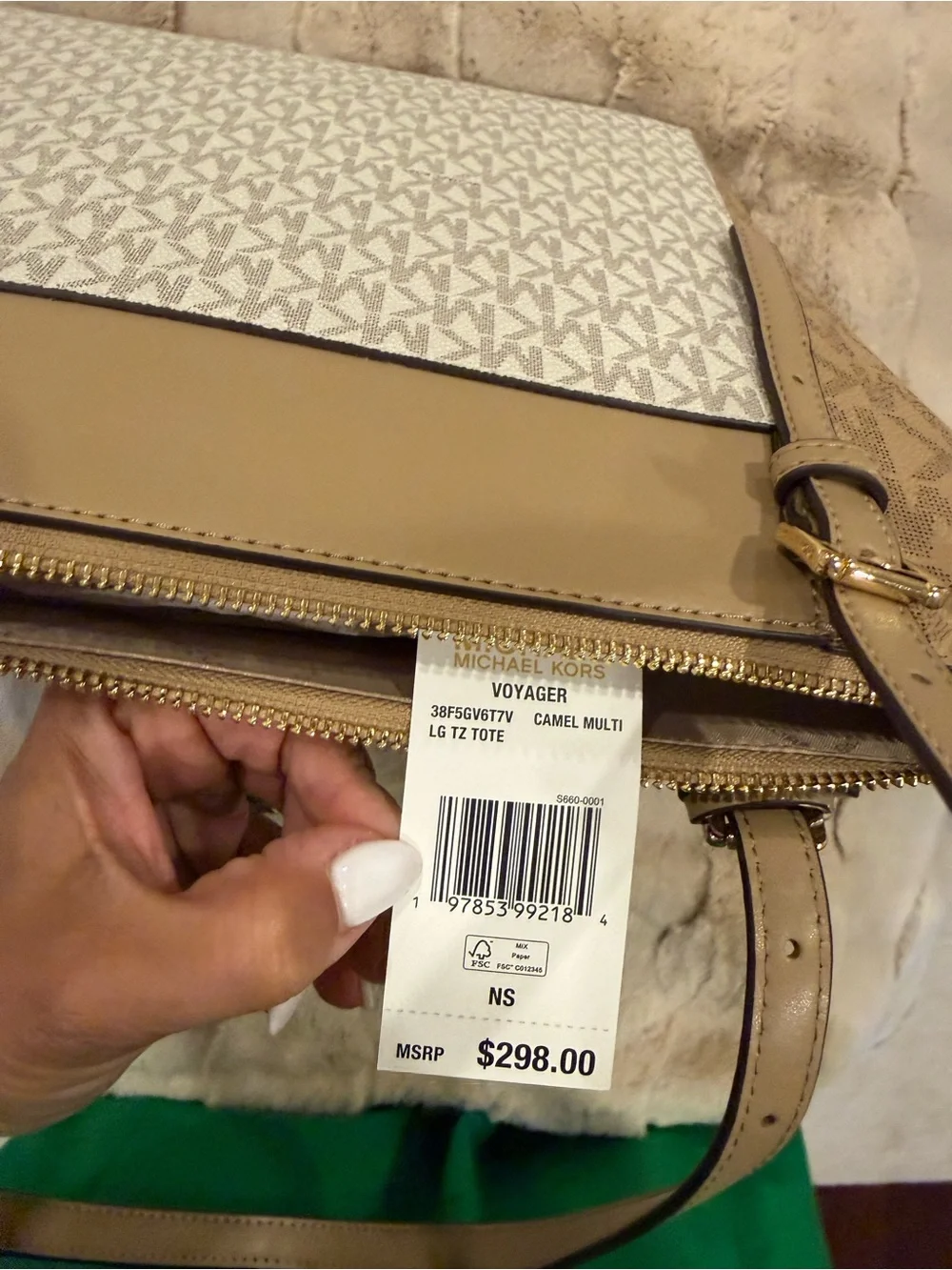 Michael Kors Two-Tone Beige & Cream Signature Tote